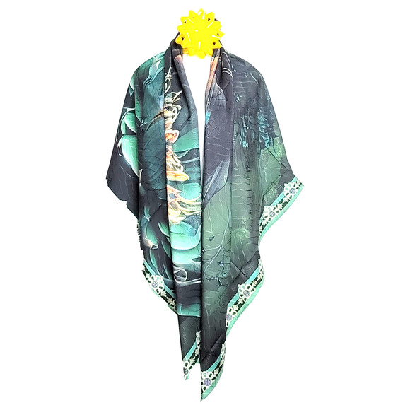 NWT Double Sided Silk Scarf 52"x52" Large Square Shawl Wrap XiangYunSha 3501 - Picture 8 of 12